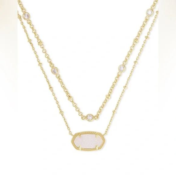 Kendra Scott Elisa Gold Multi-Strand Necklace in Iridescent Drusy - Picture 2 of 10